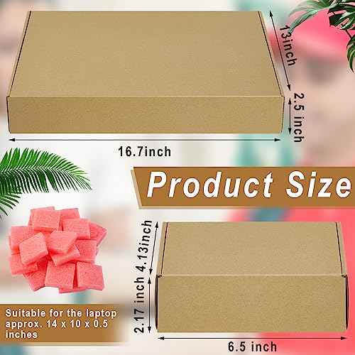 16.7 x 13 x 2.5 Inch Laptop Shipping Box Secure Mailer Box Kraft Mailing Boxes for Packing Moving with Charger Box, Foam Sheets, Foam Frame, Foam Padding, Fits Most Laptop Screen Sizes(2 Sets)