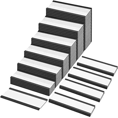 300 Pieces Magnetic Label Holders Channel Labels Racks Magnetic Card Holders with Protective Films and Replacement Strips for Metal Shelf, Filing Cabinet, Mailbox, Whiteboard (1 x 3 Inch)