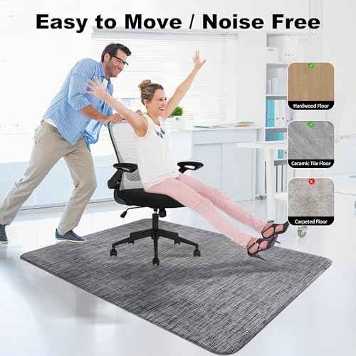Office Chair Mat for Hardwood & Tile Floor, 36"x48" Desk Computer Chair Mat, Anti Slip, Non-Curve, Floor Protector Under Desk Low-Pile Office Rug for Rolling Chair