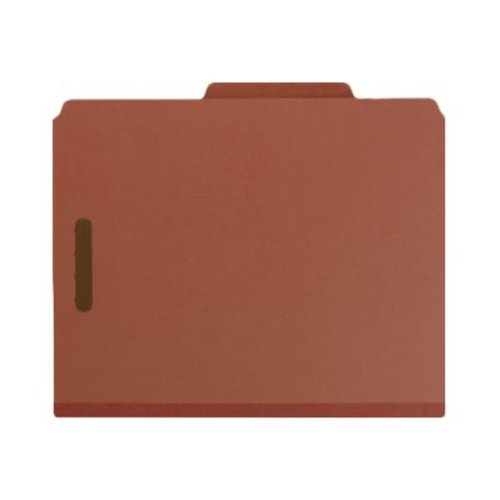 Smead 100% Recycled Pressboard Classification File Folder, 3 Dividers, 3" Expansion, Letter Size, Red, 10 per Box (14099)