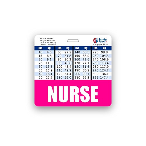 Nurse Badge Buddy Horizontal with Height & Weight Conversion Charts – Pink (Scrubs and Stuff LLC)