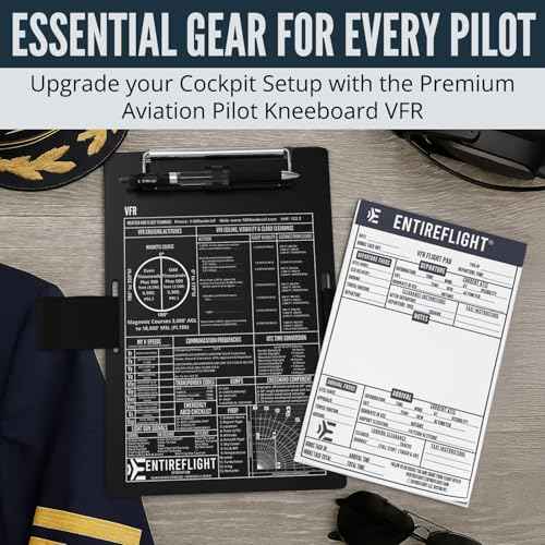 EntireFlight - Aviation Pilot Kneeboard VFR Black with Structured Notepad, Pilot Gear & Flight Bag Accessory, Airplane Grade Aluminum, Elastic Knee Strap & Pen Included for Pilots