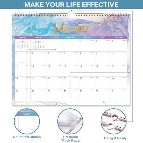 Calendar 2026-2027 - Wall Calendar 2026-2027 from Jan.2026 - Dec.2027, 14.5" x 11.5", 2 Year Calendar with Large Blank Blocks and Julian Dates, 2026 Wall Calendar