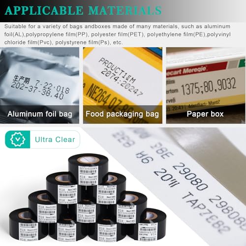 Chudeng 10 Rolls 30mm x 100m Black Thermal Transfer Ribbon Resin for Coder Printer Machine, Black Color Ribbon for Coding Machine