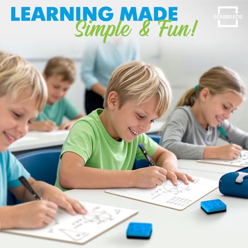 Set of 12 Small White Board Dry Erase Boards Classroom Pack Mini White Boards 9"x12¡± Double Sided Personal Whiteboards for Students Teachers School Supplies Lapboards l 12 Mini Whiteboard Erasers Incl