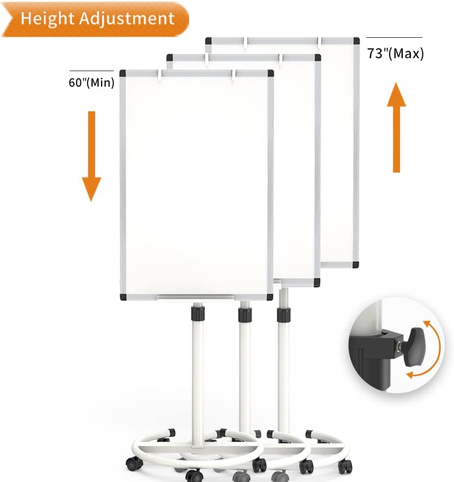 VIZ-PRO ECO Magnetic Whiteboard - 36 X 24 Inches | Rolling Easel Flipchart Stand with Paper Pads
