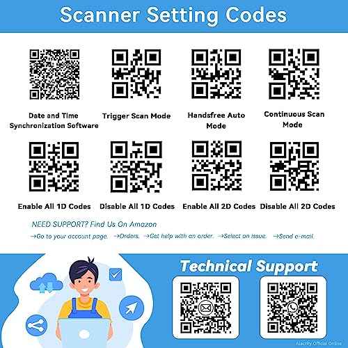 Alacrity 2D 1D Wireless Barcode Scanner with Stand, 3-in-1 Connectivity Bluetooth 2.4G Wireless USB Wired, Barcode Reader with Hands-Free Mode and Vibration Alert, Green