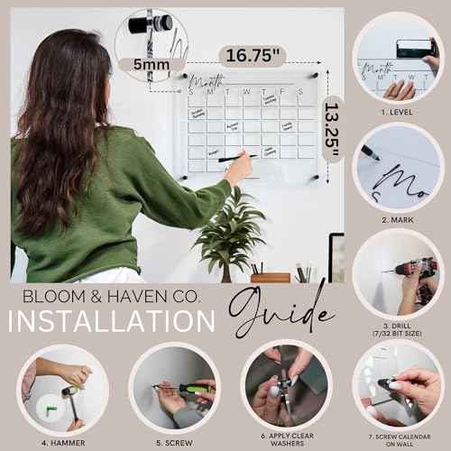 Premium Acrylic Calendar for Wall (16.75¡± x 13.25¡± x 1/4¡±) Acrylic Family Wall Calendar, Clear Calendar for Wall, Calendar Dry Erase Board for Wall, Home, Office, or Family Command Center