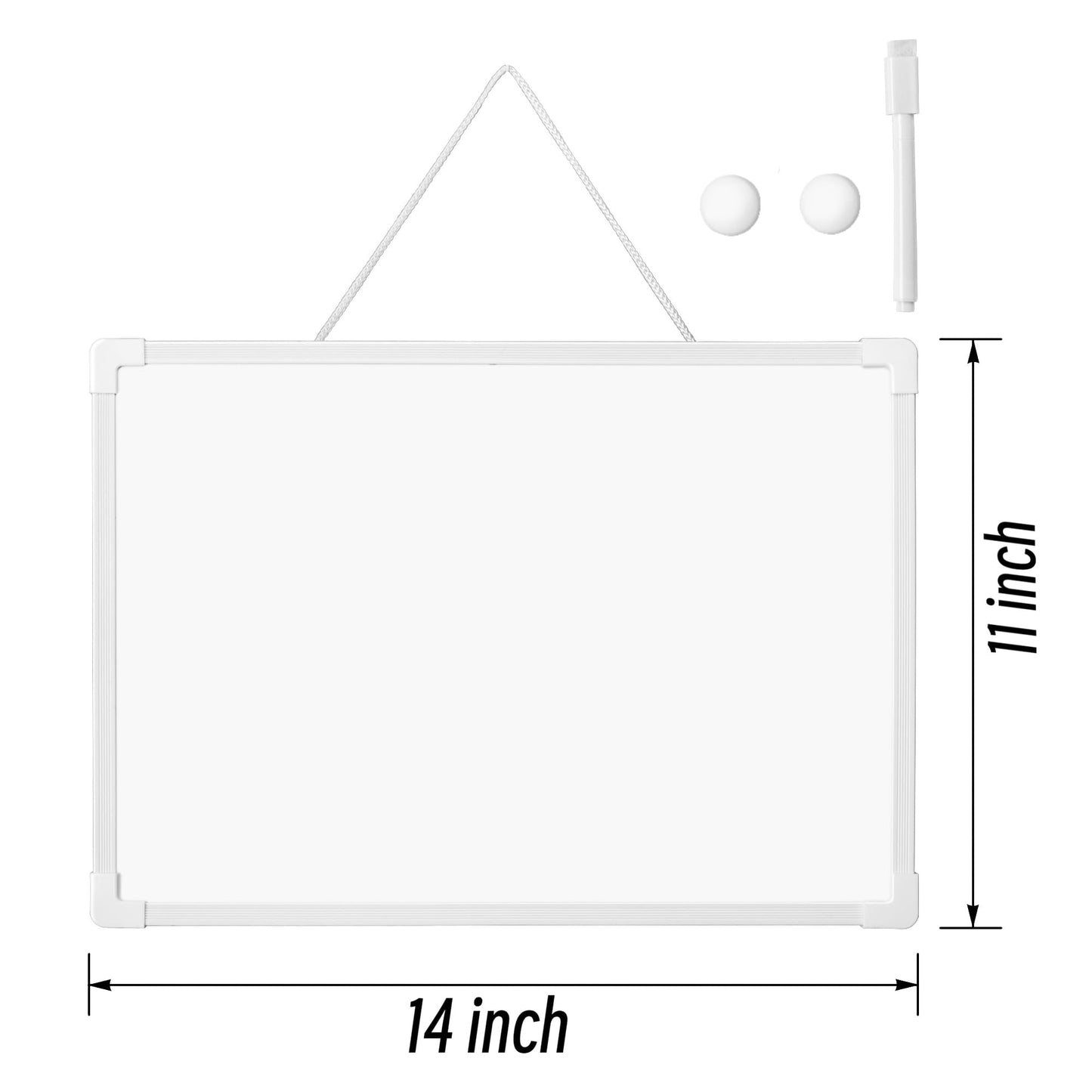 Double Sided White Board Dry Erase 11" x 14", White Boards for Walls, Mini Hanging Whiteboard for Home School Office