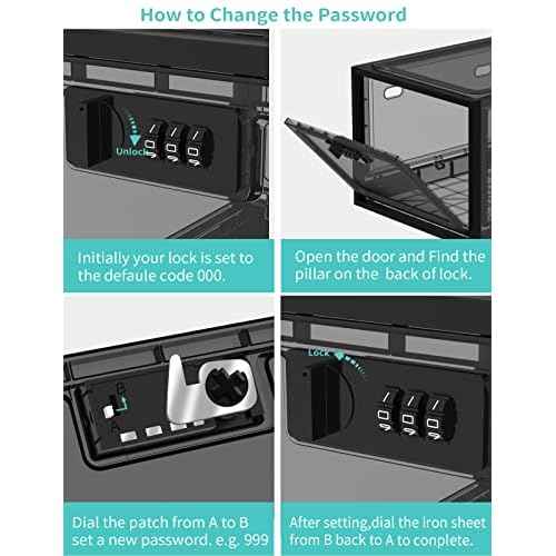 2 Pack Large Medicine Lock Box for Safe Medication, Lockable Storage Box for Fridge/Snacks Food, Phone Lock Boxes with Combination Code for Home/Dorms/Office Storage Lockers