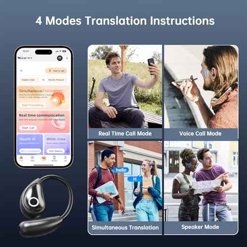AI Translation Earbuds Real Time 144 Languages Translating Headphone 3-in-1 Translator Earbuds Wireless Bluetooth Translation Headphone for Travel, Business, Learning, iOS & Android Compatible