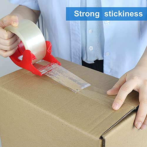 Heavy Duty Clear Packing Tape with Dispenser - 1.88 x 55 Yards, Noiseless Industrial Shipping Tape