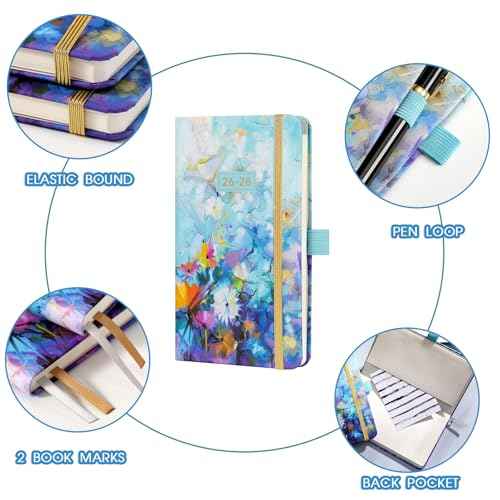 2026-2028 Pocket Planner/Calendar - 3 Year Monthly Planner 2026-2028, Jan 2026 - Dec 2028, 6.3" x 3.8", 60 Notes Pages, Inner Pocket, Pen Loop, Elastic Closure, Perfect Organizer for Purse