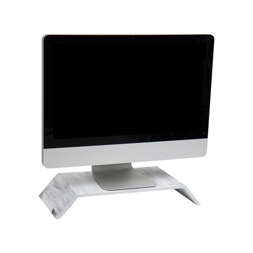 Mind Reader Monitor Stand, Contemporary, Desktop Organizer, Laptop Riser, Office, Resin, 18.25" L x 9" W x 3" H, White