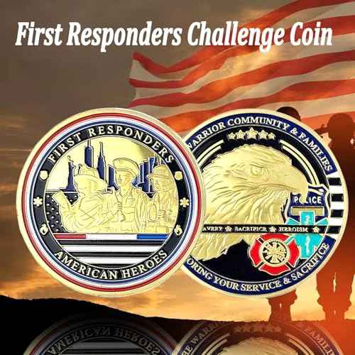 First Responders Challenge Coin - Honor American Heroes EMS Police Firefighter Coin - Perfect Gift for First Responders Law Enforcement Emergency Services Workers (20PCS)