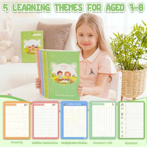 Reusable Grooved Handwriting Workbooks,Magic Copybook,Magic Writing Practice copy books, to help children improve their handwriting ink Practice Age 3-8 ?Calligraphy for kids(Character edition)