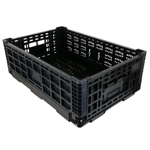 DABOS Collapsible Storage Crate, 52L Capacity, Heavy Duty Plastic, 23.6 x 15.75 x 8.66 inches, Black