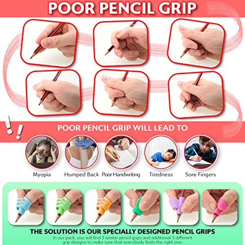 Multicolor Stylo Pencil Grips for Kids Handwriting - 6 Pack, Toddler to Preschool