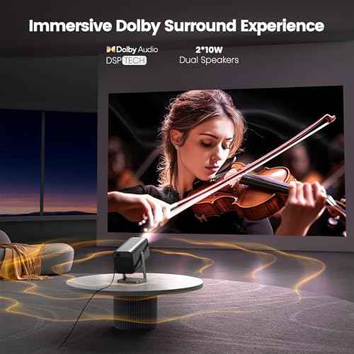 [Netflix-Licensed & 4K Support & Auto Focus]- Smart Projector with WiFi 6 and 2-Way Bluetooth, Dolby Audio/ Auto Keystone/Zoom,360¡ÆAdjustable Stand, iWIMIUS Mini Portable Outdoor Proyector w/ HDMI ARC