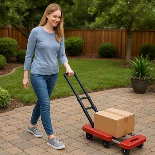 Folding Hand Truck 500lb Heavy Duty - 6 Wheel Luggage Cart with Extendable Base, 3-Height Adjustable Handle & 2 Bungee Cords for Airport, Moving, Warehouse Black