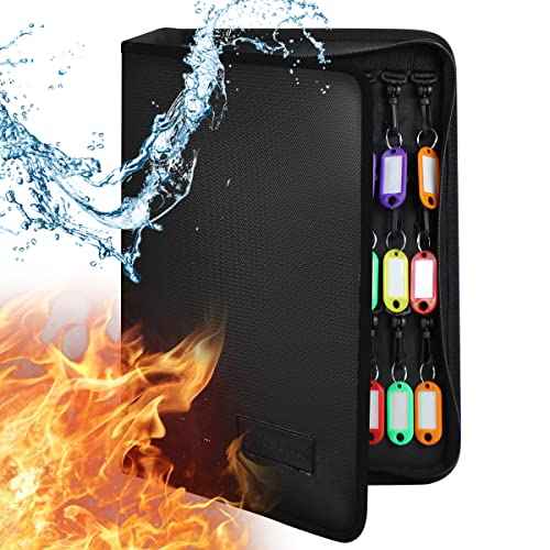 Fireproof and Waterproof Portable Zippered Key Case,60 Key Hooks Key Organizer with Key Tags,Portable Manager Zipper Key Binder for Hotel Executives,Real Estate Sales,Car Service
