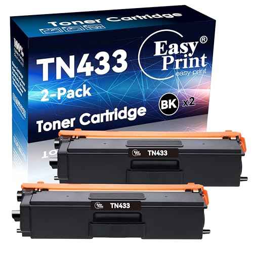 EASYPRINT Compatible Toner Cartridge Replacement for Brother TN433BK TN433 TN431BK TN-433 TN431 Toner Compatible for Brother HL-L8260CDW HL-L8360CDW MFC-L8610CDW MFC-L8900CDW (2 Pack, Black)
