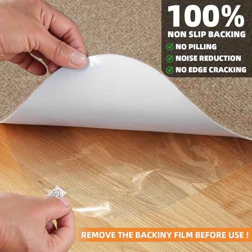 Office Chair Mat for Hardwood Floors 63" x 51", Durable Non-Slip Large Tile Floor Protector, Anti-Scratch Thick Heavy-Duty Recyclable Gliding Desk Mats for Computer Rolling Chairs, Khaki/Camel
