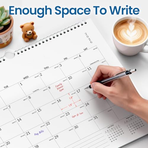 SUNEE 2026-2027 Wall Calendar 18 Months Jul. 2026-Dec. 2027 White Large Grid Planning Organizer