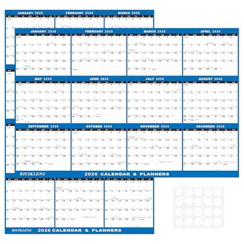 24" x 36" 2026 Wall Calendar Folded Wet & Dry Erase 12 Month Annual Yearly Wall Planner Vertical-Horizontal,Reversible, with Julian (24" x 36" 2026 Wall Calendar)