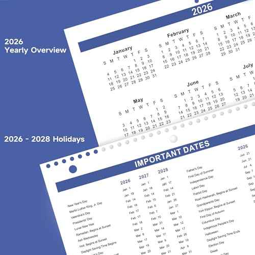 2026 Calendar - 2026 Wall Calendar, Jan. 2026 - Dec. 2026, 8.5" x 11", Memoranda Lined Pages with Thick Paper, Twin-Wire Binding, Holidays, Julian Dates