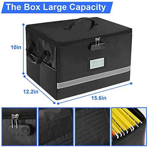 File Organizer, Fireproof File Box with Lids, Important Document Organizer Box with Lock, Portable File Folder Organizer with Handle
