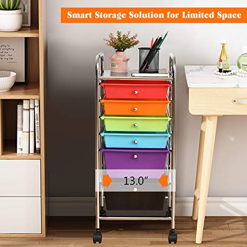 DREAMADE Rolling Rainbow 6-Drawer Utility Cart with Detachable Drawers (Multi-color) - Lockable Wheels
