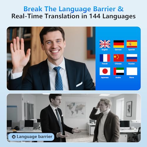 Translation Earbuds Real Time - AI 144 Language Translator Earbuds, Audifonos Traductores Ingl?s Espa?ol, 3-in-1 Translating Device, Translate Ear Buds for Travel Learning with Charging Case Black