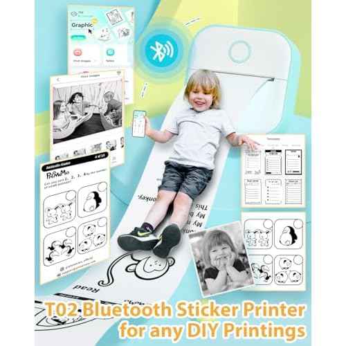 Phomemo Sticker Printer- T02 Print Pods Mini Sticker Printer Maker, Inkless Machine Portable, Bluetooth Thermal Pocket Photo Maker for Study Notes, Daily, Photos, DIY, Green