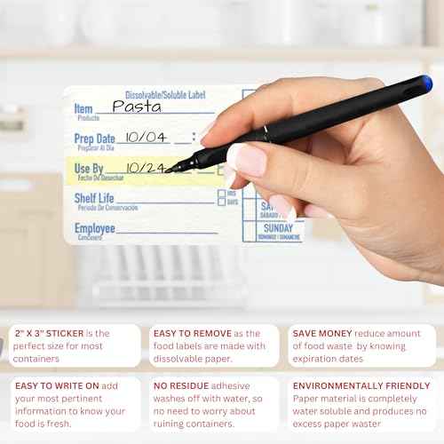 2x3 Dissolvable Food Labels, 1000 Label Stickers, Bottle Labels for Storage Bins, Sticker Labels for Food containers, (1000, Blue)