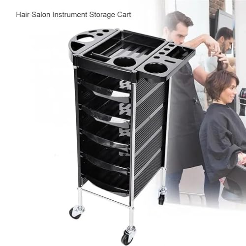 Professional Hairdressing Trolley ? Black Rolling Salon Cart with Drawers & Wheels ? Mobile Beauty Organizer for Hair Stylists, Barbers, Makeup Artists & Spa Use ? Durable & Easy to Clean