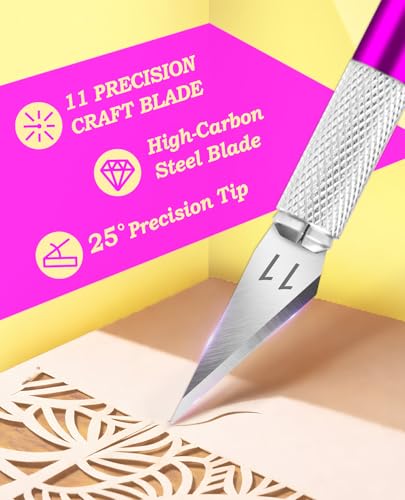 Purple DIYSELF Craft Hobby Knife Set with 10 Extra #11 Blades & 6-Inch Ruler