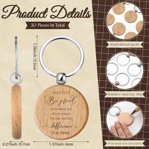 Cholemy 90 Pcs Thank You Gifts Graduation Teachers Employee Appreciation Gifts Bulk Team Coworker Christian Inspirational Spiral Motivational Bamboo Pen Kraft Notebooks with Keychain(Proud)