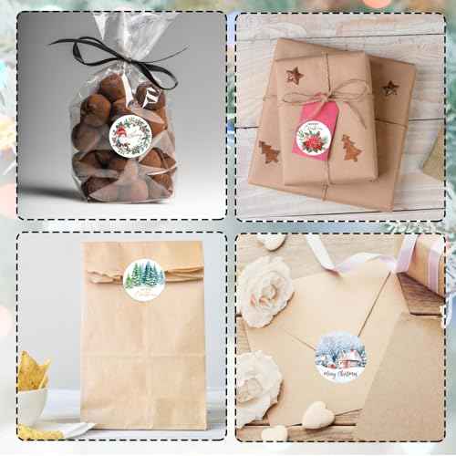 1000 Pcs Christmas Stickers for Envelopes,1.5 Inch Round Christmas Stickers for Crafts,Xmas Envelope Seal Cards Gift Stickers,8 Designs