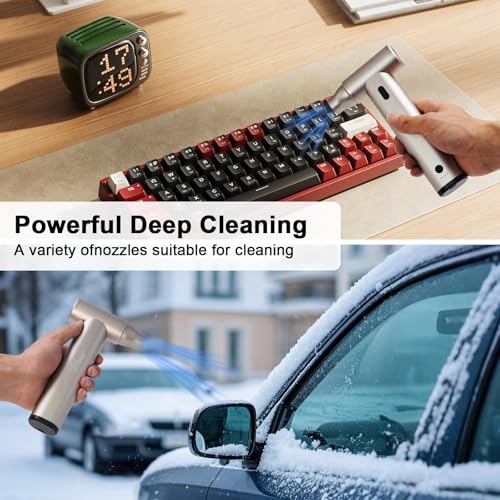 Compressed Air Duster - 130000RPM Electric Mini Blower - Turbo Fan - Car Dryer, Cordless Air Duster for Computer Keyboard, Outdoors, Car, Home (Silver)