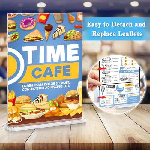 Smarpau 5x7 Acrylic Sign Holder, 12 Pack Double Sided Clear Display Stands, Vertical Table Number Holders, Plastic Picture Frames, Flyer Menu Brochure Sign Holder for Office, Show Fair, Restaurants