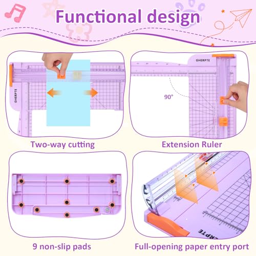 Purple A4 Paper Cutter 12 Inch Trimmer with 2 Replacement Blades & Safety Guard