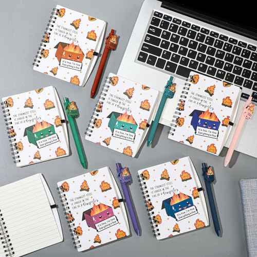 48 Pcs Christmas Dumpster Fire Gifts Bulk A6 Dumpster Fire Notebook Journals with Funny Ballpoint Pens Employee Appreciation Gifts for Friends Coworkers Nurses Office Team Staff Favors (Colorful)