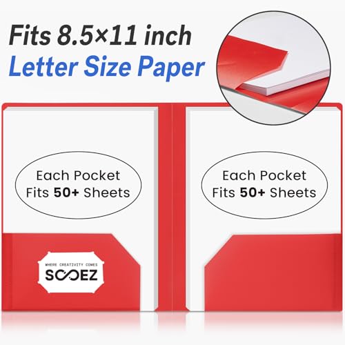 Rainbow 7-Pack Plastic Folder with Pockets & Labels - Durable 2 Pocket Office & School Folders