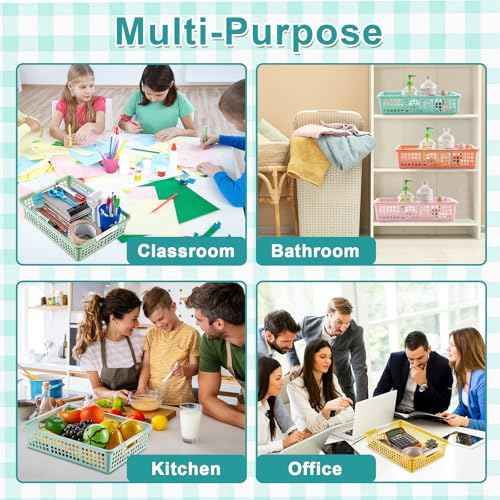 gisgfim 6 Pack Plastic Turn in Paper Trays for Classroom Pastel Storage Bin Basket Organizers for School Teacher Supplies Classroom Office Home Organization and Storage Tray Holds 4A Paper File