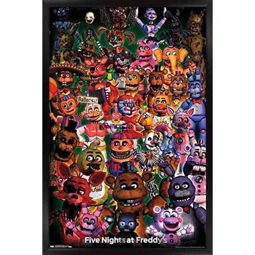 Trends International Five Nights at Freddy's - Ultimate Group Wall Poster, 14.725" x 22.375", Black Framed Version