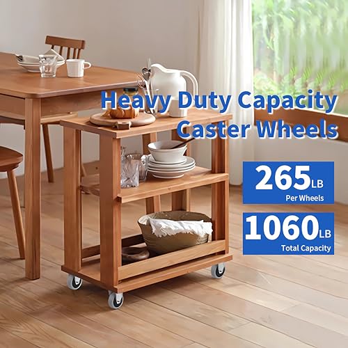 HOD 3 Inch Caster Wheels, Heavy Duty Casters 1060 Lbs, Rigid Top Plate Casters Wheels, Set of 4, Industrial Casters No Noise PP Wheels for Cart, Furniture, Workbench