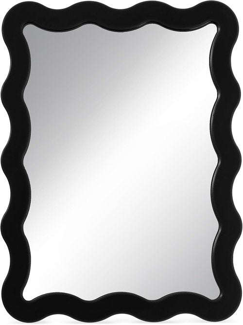 Leinuosen Scalloped Magnetic Locker Mirror - 5" x 7" Real Glass Makeup Mirror | Cute Black Decor for Lockers