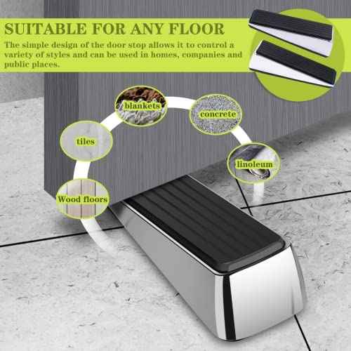 Metal Door Stop, Premium Rubber Heavy Door Stopper, Wedge Stopper, 4Pack, Suitable for Door Clearance of 0.4IN-1.18IN (11mm-30mm)