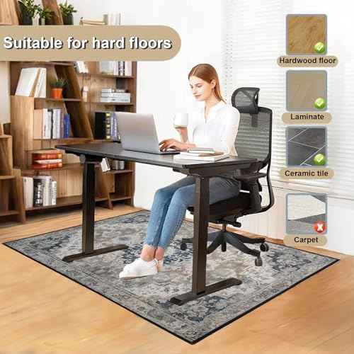 Office Chair Mat for Hardwood Floor, 51x63 inches Heavy Duty Desk Chair Mat for Hard Wood, Non-Slip Tile Floors Protector for Computer Chairs